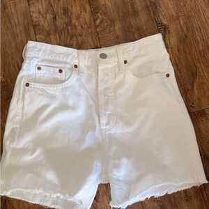 Denim Forum White High-Rise Cutoff Jean Shorts